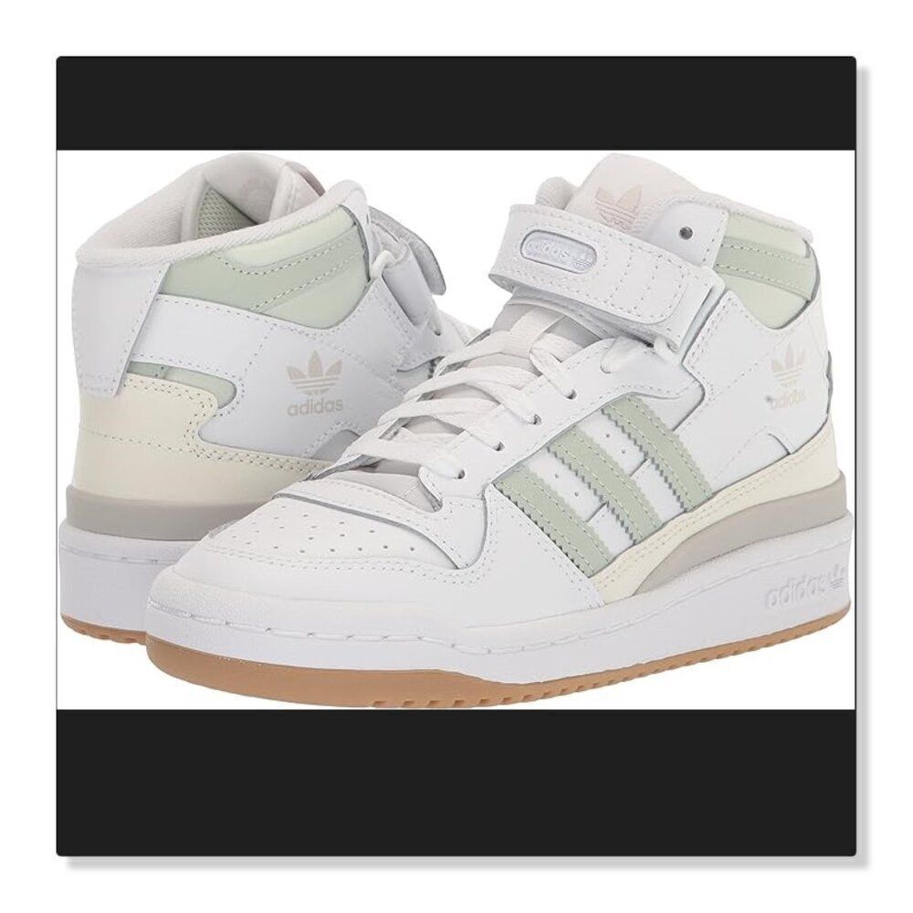 ✨ ADIDAS ✨ Forum Mid Sneaker in White/ Linen Green - [Women's size 5]